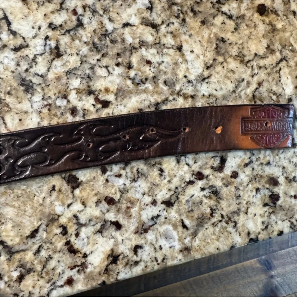 Vintage tooled leather / handmade Harley-Davidson leather belt